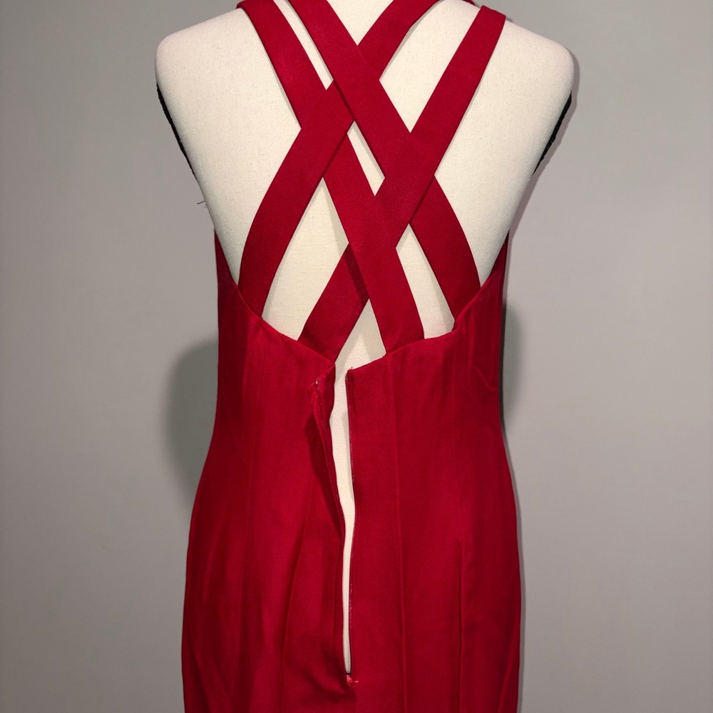 Vintage Strappy Back Sheath Dress Cocktail Women Size‎ 12 Red CDC Petites - Picture 12 of 13